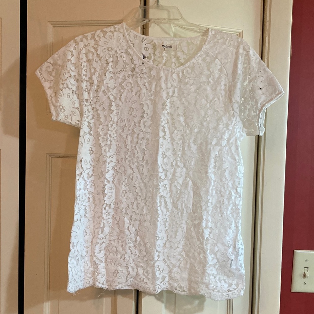 Madewell Lace T-shirt, White, S